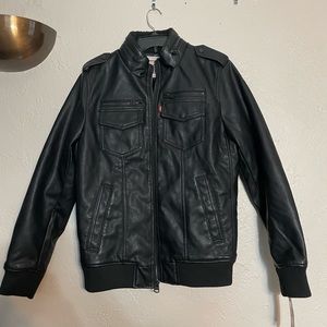 Levi’s Black Sherpa-Lined Leather Jacket